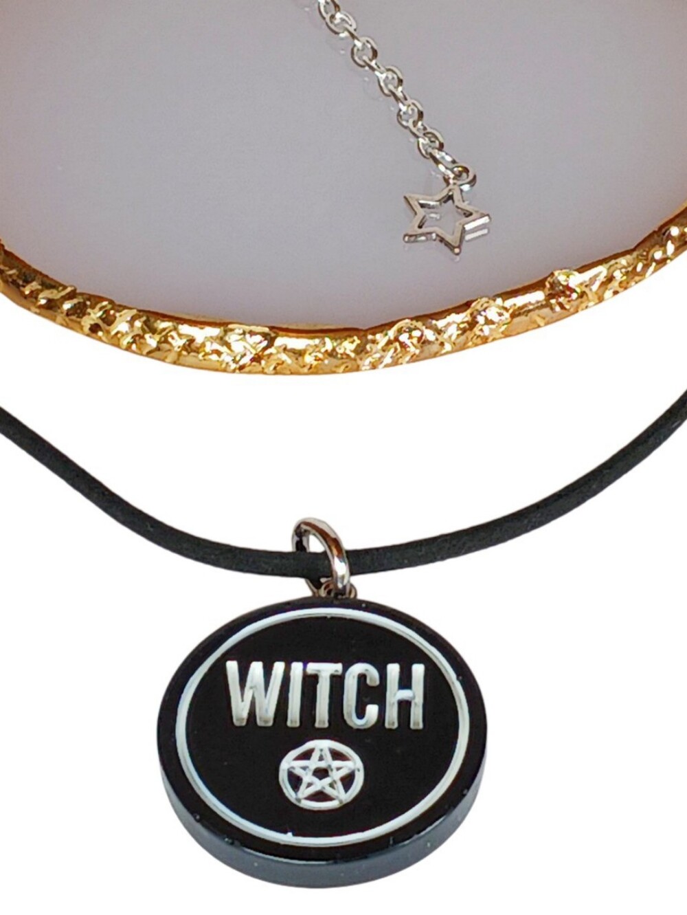 🎉HP🎉 Black Witch Pentagram Cord Medallion Necklace Witchy New Age Grunge Goth